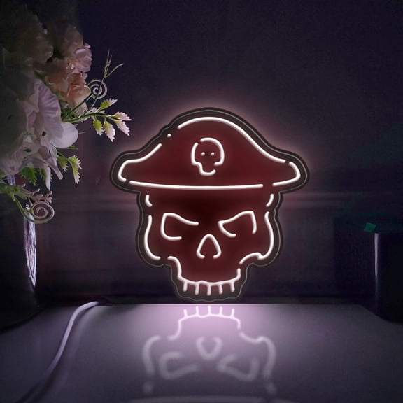Pirate Roger Led Light Box, Dimmable Neon-Like Light Signs USB Power for Wall Decor Bedroom Decoration, Static Light (WxH) 6"x6"