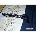 thumbnail image 4 of 11-Pc Nautic Floral Scroll Vine Embroidery Pleated Comforter Curtain Set Ivory Navy Blue Creme Yellow Queen, 4 of 4