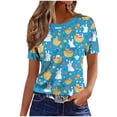 thumbnail image 5 of Qzwdhjm Womens Happy Easter Days T-Shirt Round Neck Shorts Sleeve Shirts Cute Rabbit Loose Casual Tops Outdoor Easter Celebration Blouse, 5 of 5