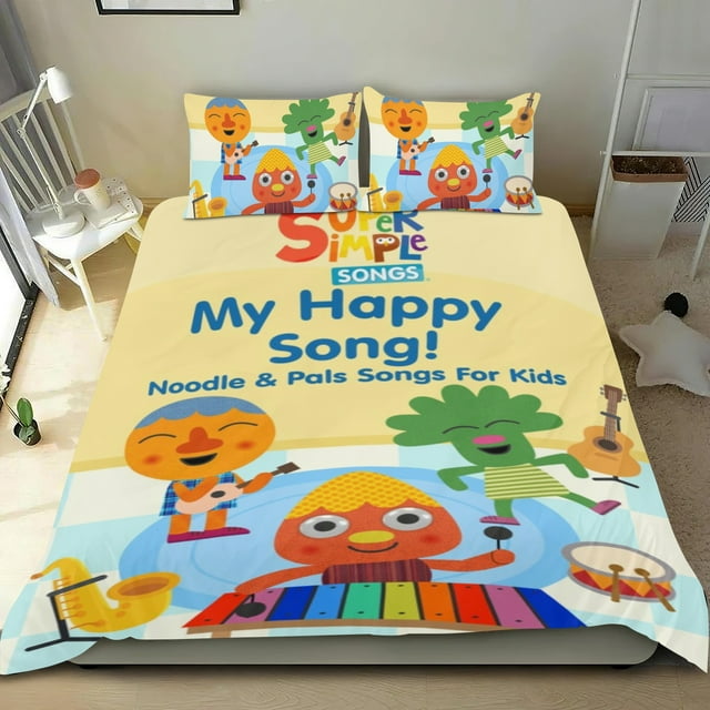 Fideos y Amigos Conjunto de sábanas temático, trío de piezas, cómodo y amigable con la piel, diseño único, regalo de decoración para el hogar para familiares, amigos y fans,135cm *200cm