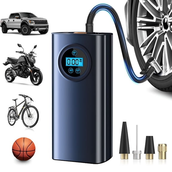 ZEPARO Tire Inflator Portable Air Compressor, 150PSI Portable Air Pump for Car Tires, Faster Inflation Air Compressor with Digital Pressure Gauge for Car, Bike, Motorcycle, Ball