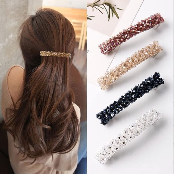 KIMUWHI 6 piezas de pasadores de pinza para el cabello de cristal brillante, accesorios para el cabello para mujeres y niñas