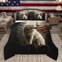 Homewish Wildlife Wolf Adult Bedding Comforter Set, 3D Jungle Animal Twin Comforter Sets, Western Countryside Reversible Bedding Set, Breathable Home Decor, 2pcs