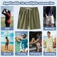 thumbnail image 6 of Men's Linen Casual Classic Shorts Elastic Waist Summer Beach Lightweight Board Slim-Fit with Pockets, 6 of 6