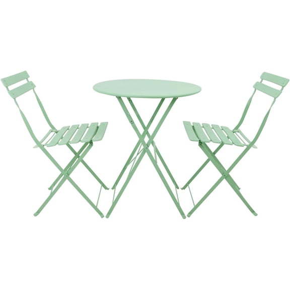 Juego de Jardín con Mesa y 2 Sillas de Acero para Exterior Conjunto para Terraza Balcon Patio o Jardin Acabado con Pintura Electrostatica Resistente a la Intemperie Diseño Moderno para Hogar (Verde)