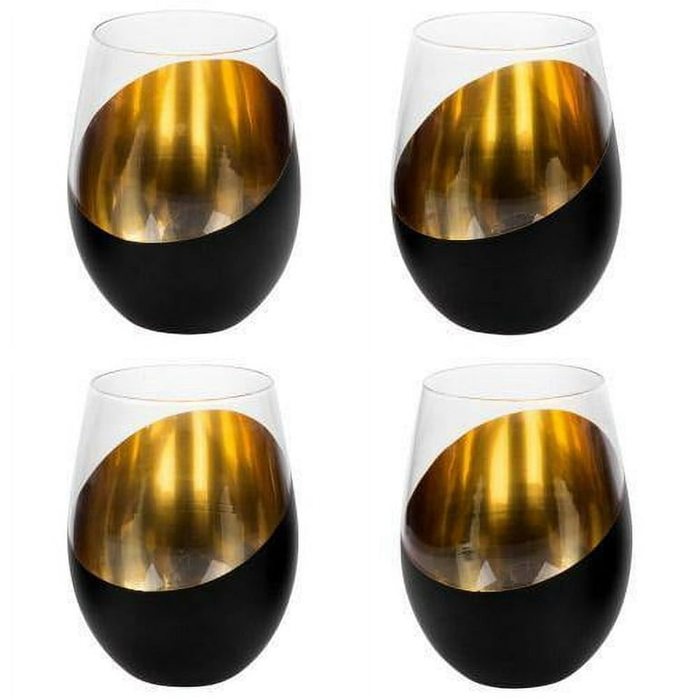 MyGift 14 oz Modern Slanted Matte Black and Gold Tone Stemmed Wine Glasses,  Elegant Angled Design wi…See more MyGift 14 oz Modern Slanted Matte Black