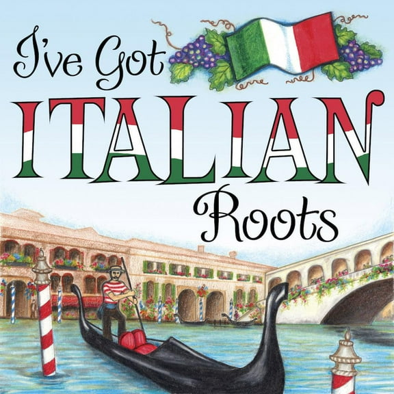 Oktoberfest Haus Multicolor Ceramic "I've Got Italian Roots!" Design Magnetic Tile for Home Decor