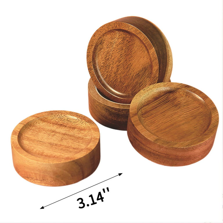 Healifty 5pcs solid wood cover wooden lid glass can lid wear-resistant lid  tea cup with lid glass tea cups Wood Drink Cup Lid ball jar lids food set