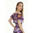 thumbnail image 2 of Women's Hawaiian Off-Shoulder Smock Top in Sunset Purple M, 2 of 5