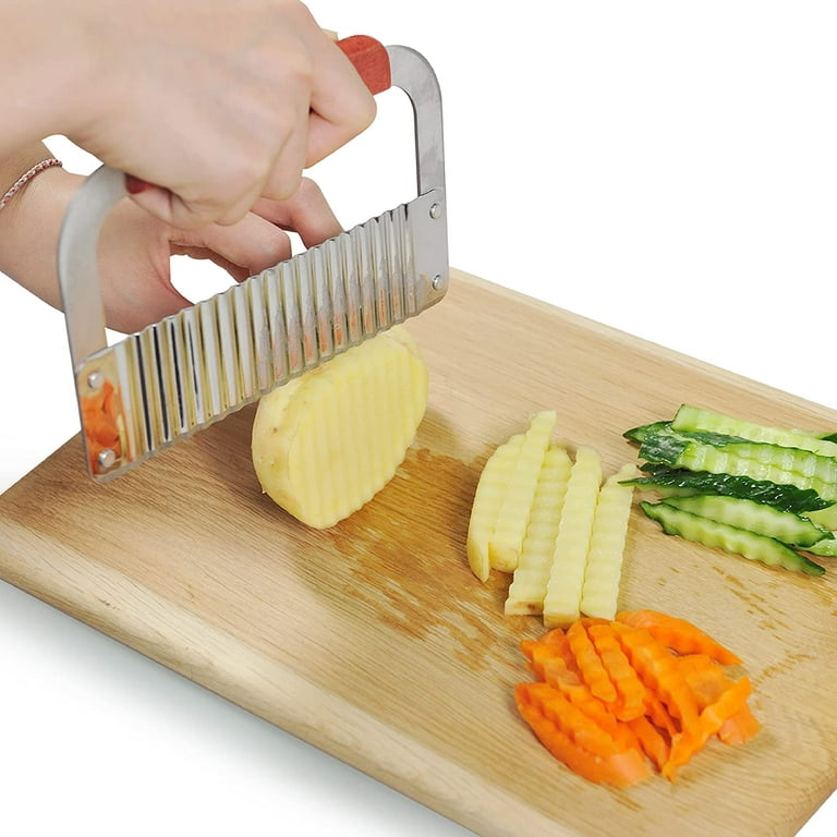 Potato Cutting Knife, Stainless Steel Wavy potato Cutter Crinkle Cut Knife  Kitchen Wavy French Fries Slicer for Cutting Potatoes Carrots Cucumbers:  Home & Kitchen 