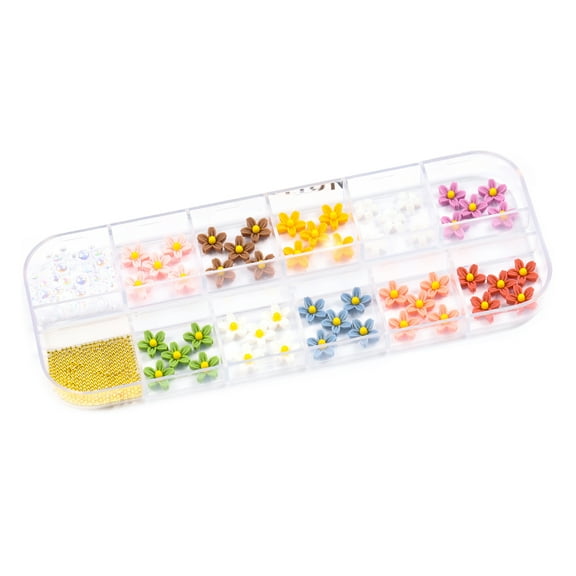 UDIYO 1 Box Nail Charms Exquisite Shape Waterproof Resin 3D Flower Style Glue on Nails Jewelry Decoration Birthday Gift