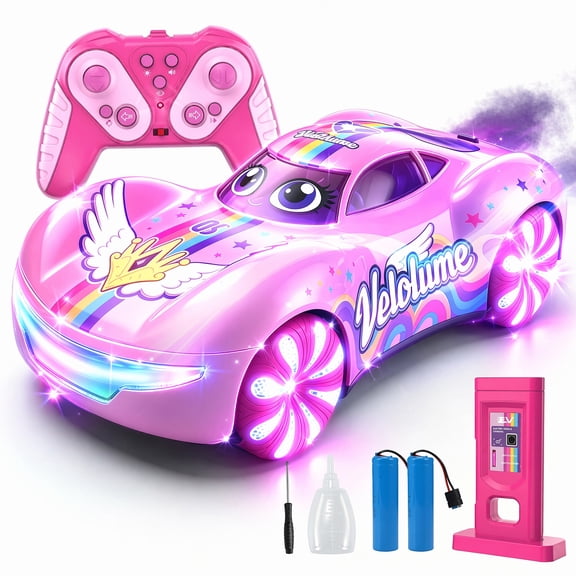 VKFVKF RC Monster Truck Toys, Remote Control Cars for Kids, 1:16 RC Cars with Light & Music, Stunt, 360° Spin, Left/Right Side Driving, Dual Spray