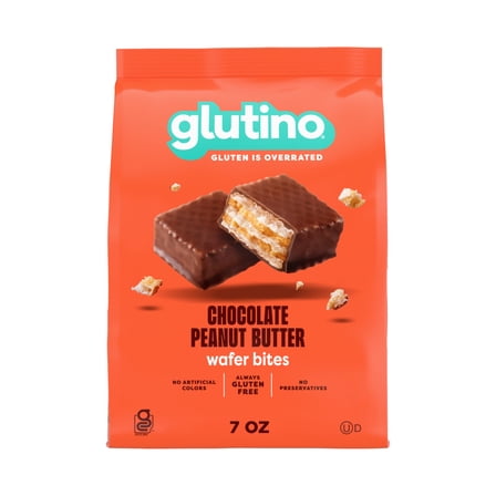 Glutino Chocolate Peanut Butter Wafer Bites, Gluten Free Wafer Cookies, 7 oz.