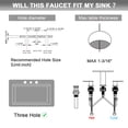 thumbnail image 4 of OMEKNTOP Bathroom Faucet 3 Hole, Brushed Nickel Bathroom Sink Faucet, 8 Inch 2 Handle Widespread Waterfall Faucet with Metal Pop Up Drain & CUPC Supply Line for Vanity Lavatory RV, 4 of 9