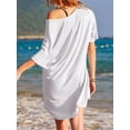 thumbnail image 5 of SWQZVT Womens Sleep Shirts V Neck Nightgown Oversized T Shirt Nightshirt Short Sleeve Cotton Sleepwear Lounge Dress, 5 of 8