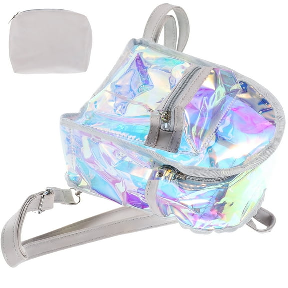 FRCOLOR Transparent Backpack Bag Chic Backpack Men and Women Silver