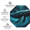 thumbnail image 3 of Pofeuu Vintage Blue Pattern Whale Print Coasters for Drinks, 4Pack PU Leather Coasters, Bar Drink Coasters for Tabletop Protection, Furniture from Damage-Octagon, 3 of 6