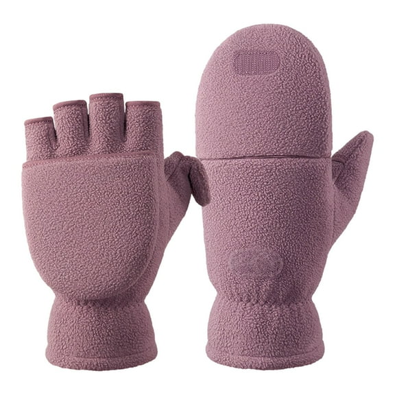 Angala Solid Color Convertible Flip Top Mittens Winter Windproof Polar Fingerless With Flip Cover For Adults Cold Weather Cozy Stylish Basic Gloves Mittens