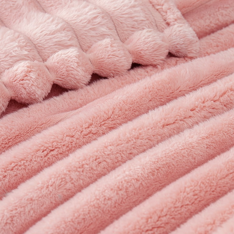 Exclusivo Mezcla Striped Fleece Throw Blanket 50x60 Pink photo 2