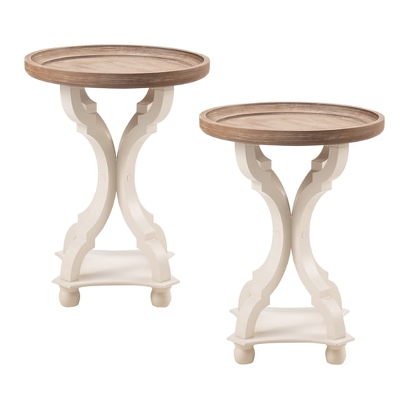 Mesa auxiliar decorativa COZAYH rústica blanca 48 x 48 x 64 cm, paquete de 2