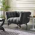 thumbnail image 2 of Pemberly Row Modern Velvet Tufted Accent Chair in Gray and Black, 2 of 5