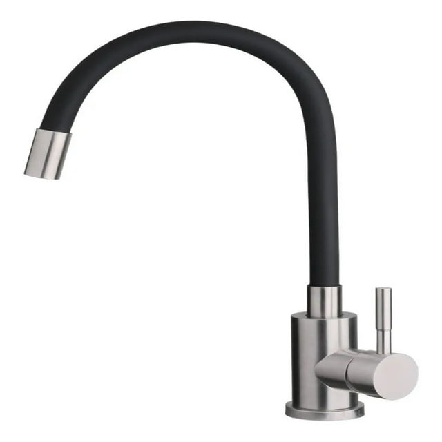 Monomando Para Fregadero Alfa Flexible Negra Acero Inoxidable