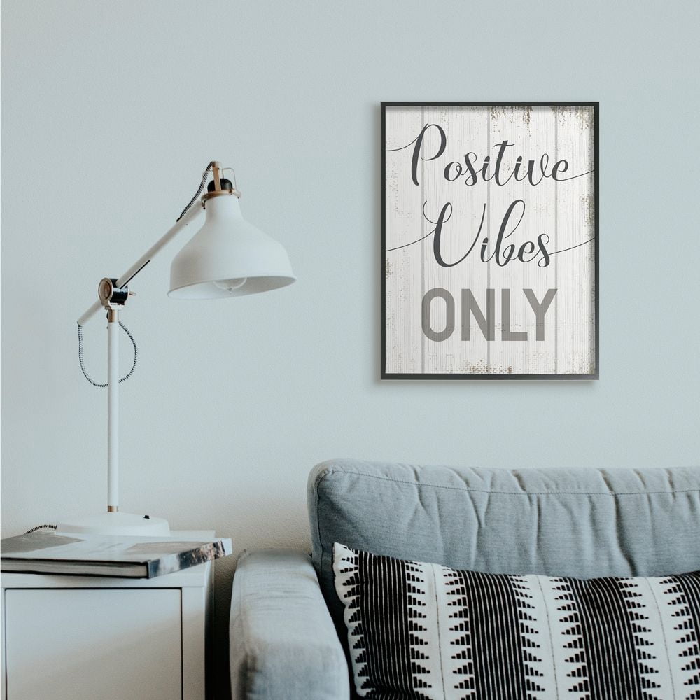 Stupell Industries Positive Vibes Only Phrase with Distressed Rustic Accent Designed by Daphne Polselli