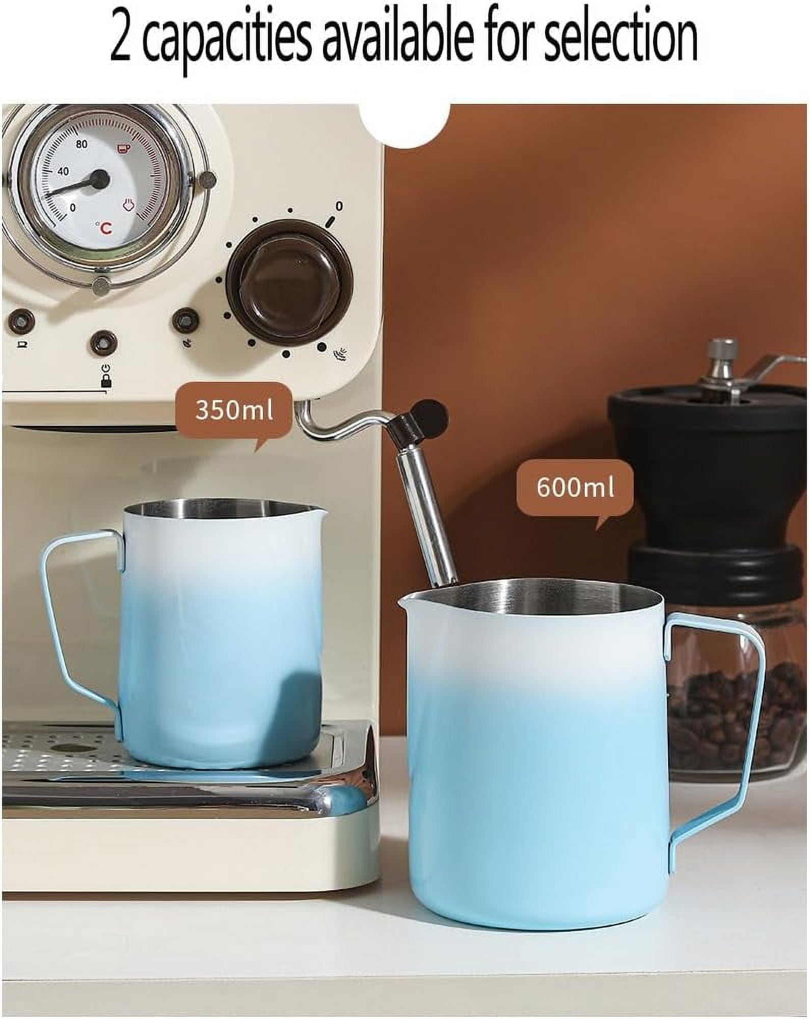 ABPETE Stainless Steel Espresso Steaming Pitchers Frothing Pitcher Jug Coffee Milk Frothing Cup, Coffee Steaming Pitcher - Dark Green, 12 oz(350 ml)