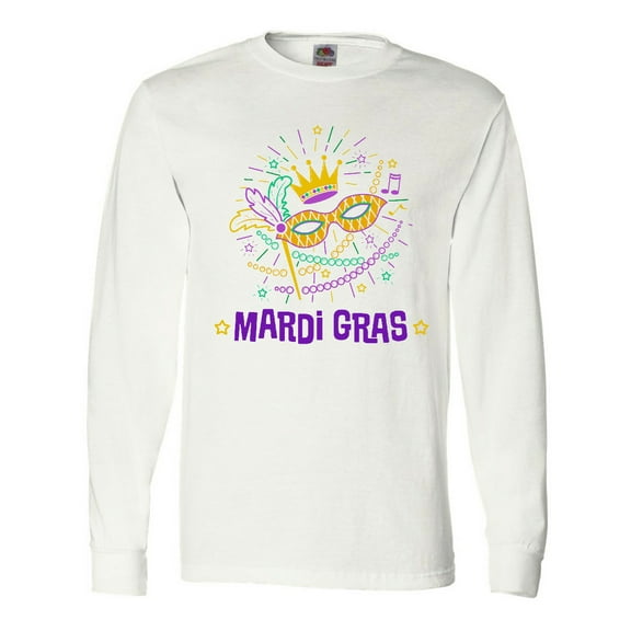 Inktastic Mardi Gras Party Crown Mask Long Sleeve T-Shirt