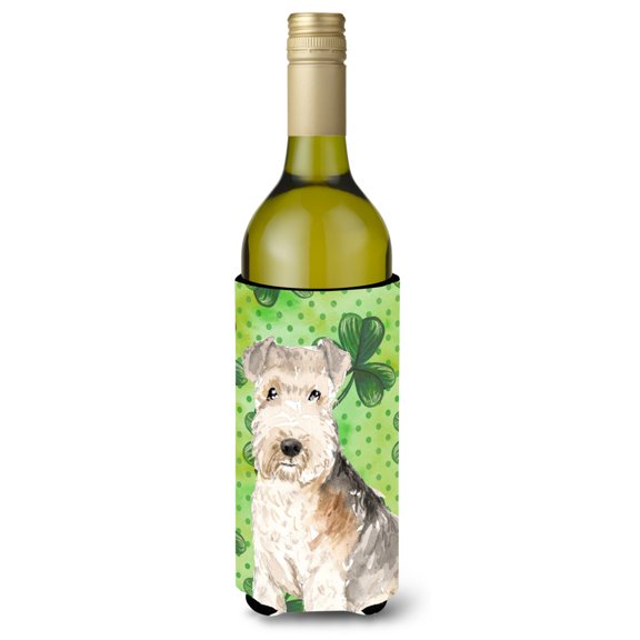 Carolines Treasures Shamrocks Lakeland Terrier Wine Bottle Beverge Insulator Hugger Wine Bottle multicolor
