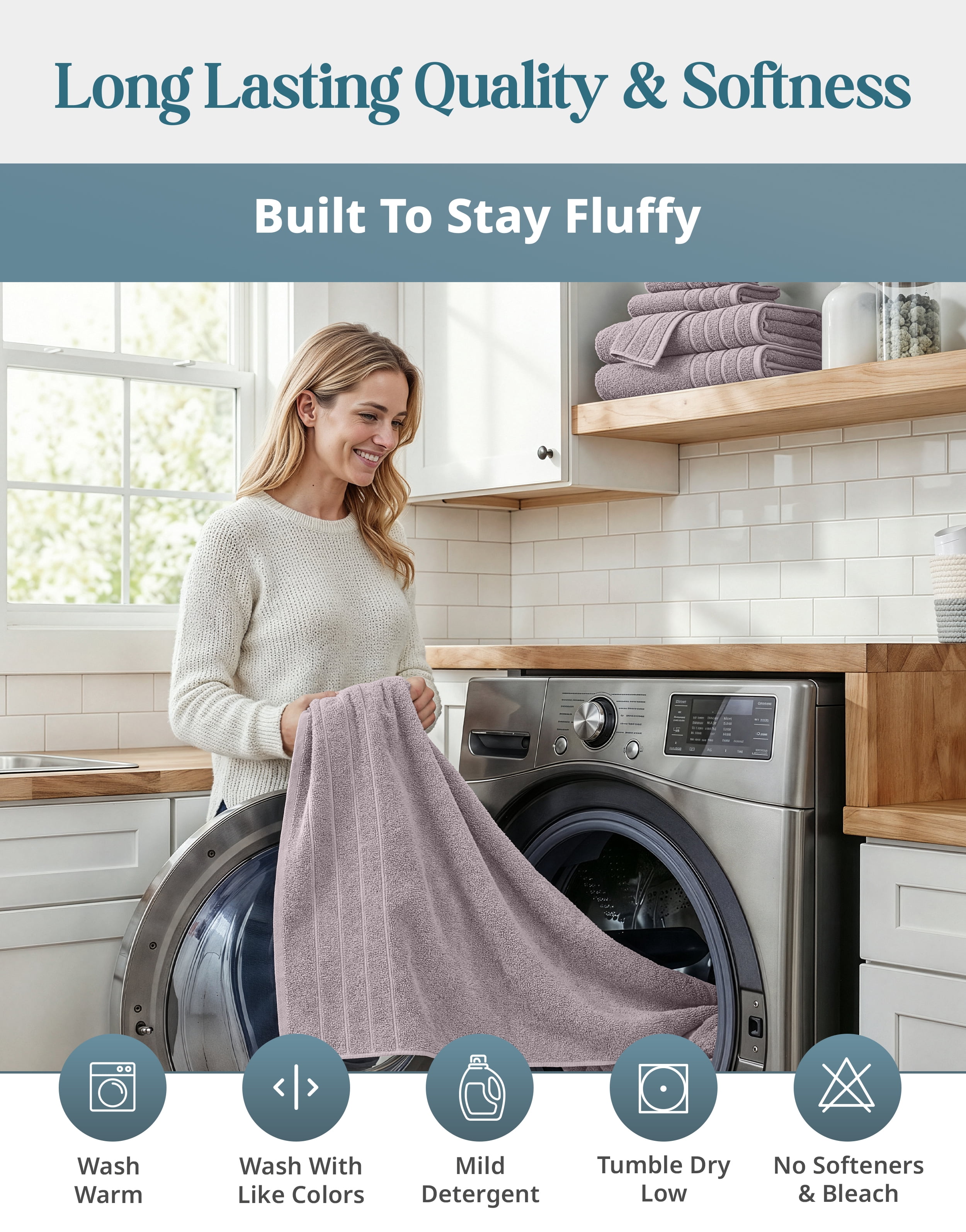 Casa Platino 100% Ring-Spun Cotton Bath Towel Set of 8– 2 Bath, 2 Hand Towel & 4 Washcloths, Quick-Dry, Luxuriously Soft & Durable, Perfect for Everyday use – Platinum