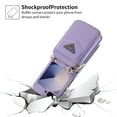 thumbnail image 4 of Allytechgroup Stylish Galaxy Z Flip 3 Case Wallet, Shockproof Phone Case for Samsung Galaxy Z Flip 3 Convenient and Functional Zipper Pocket Case with Detachable Crossbody Shoulder Strap, Purple, 4 of 14