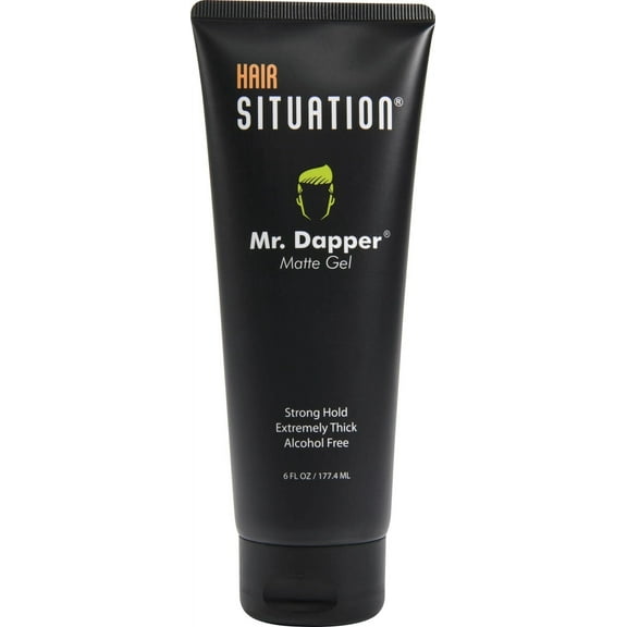Mr. Dapper Matte Look Gel - Extra Strong Firm Hold, Made for All Hair Types, Anti-Humidity Shield, Anti-Frizz and Fly Away, Alcohol-Free, No Flake Formula - Hair Situation 6 oz