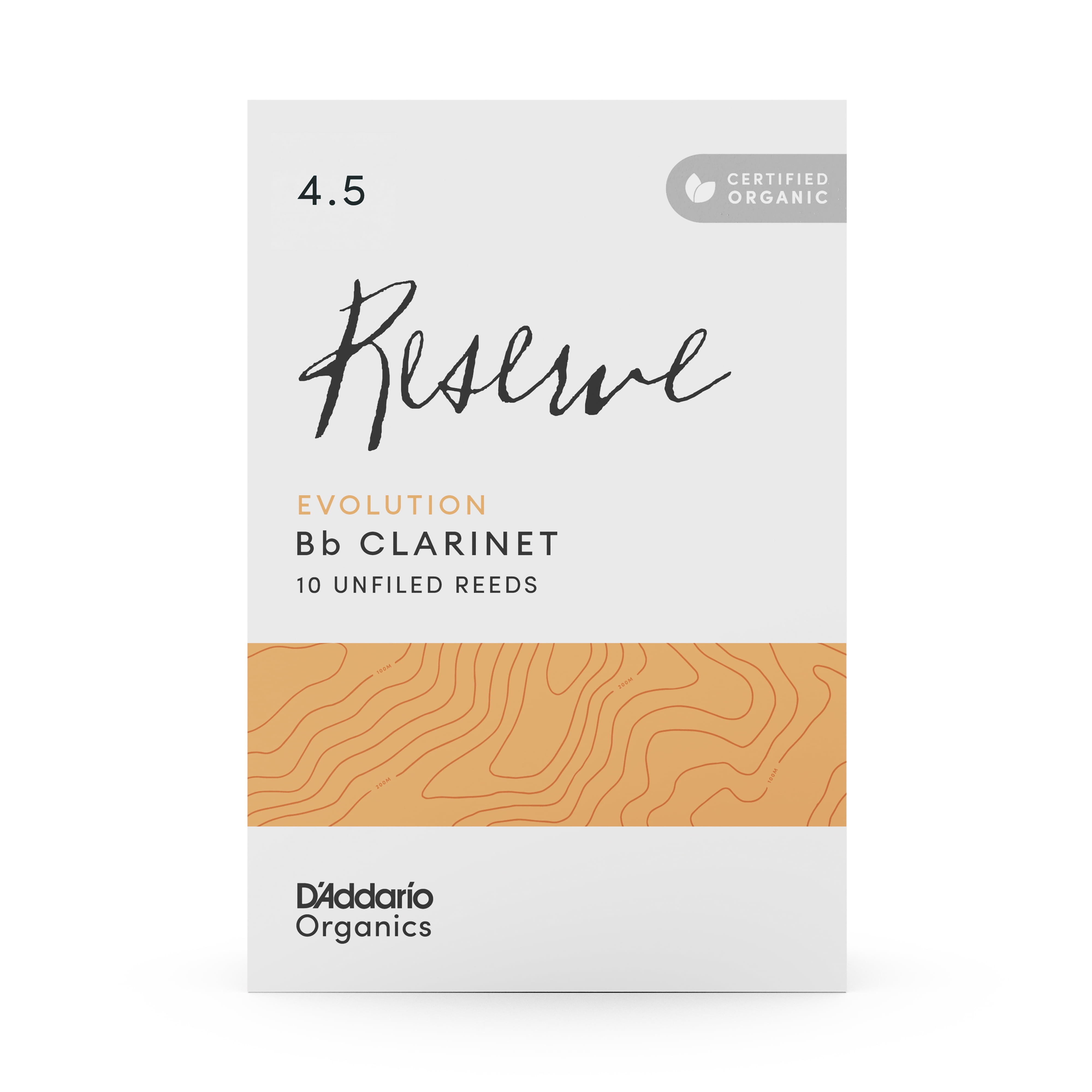 D'Addario Organic Reserve Evolution Bb Clarinet Reeds, Strength 4.5, 10-pack