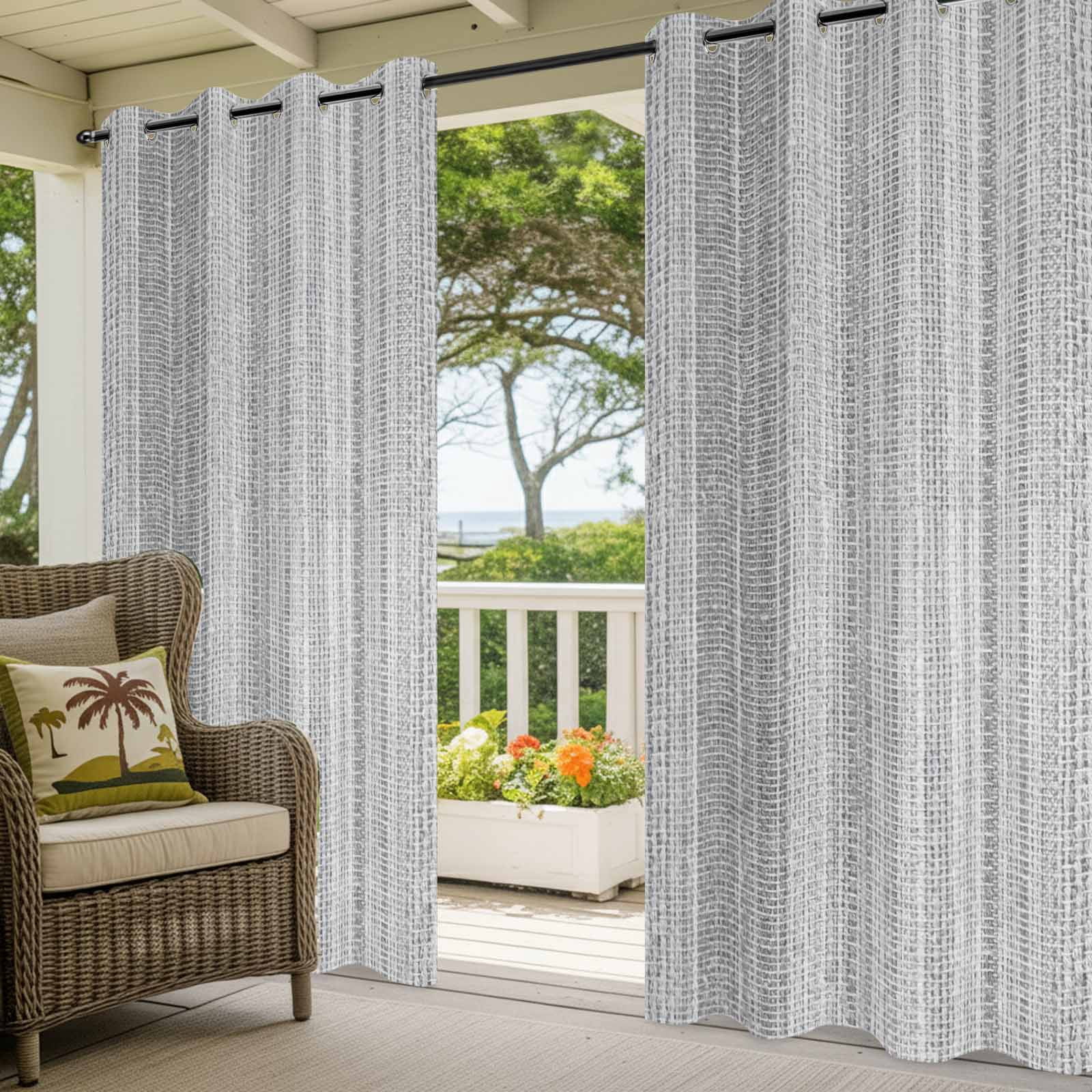 Abstract Gray Outdoor Curtains for Patio, Rustic Farmhouse Minimalist Grey Vertical Striped Lines Sunshade Privacy Drapes Grommet Waterproof Outside Curtains for Porch Balcony 54"x108", 1 Panel