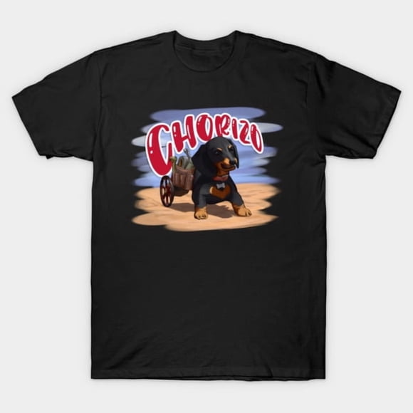 T-Shirt Unisexe Chorizo Chien Drôle Saucisse Teckel Foodie Félin Parodie Art, jusqu'à la Taille 3TG.