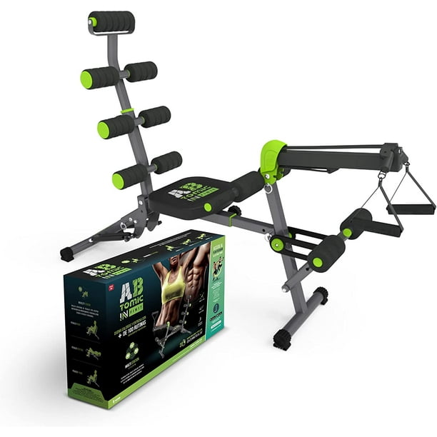 INOVA AB Tomic Infinit con Tecnología Multi Station System, Que Permite Entrenar Pecho, Brazo, Espalda, Abdomen, glúteo y Pierna en un Mismo Aparato, Negro con verde, 16 cm x 43 cm x 11.8 cm BWKJ Otros Deportes y Recreación