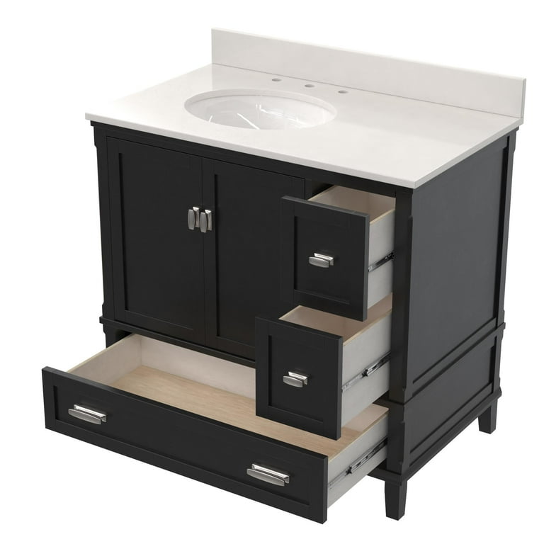DHP Otum 36 Inch Bathroom Vanity with Sink, Black - Walmart.com