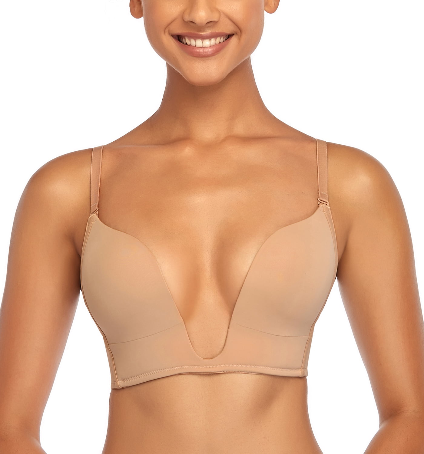 Low Plunge Push Bra Clear Straps Low Cut Convertible - Temu United