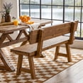 thumbnail image 2 of Finmind Solid Wood Bench with Back, 47" Farmhouse Indoor Bench Seat for Entryway,  Rustic Brown, 2 of 9