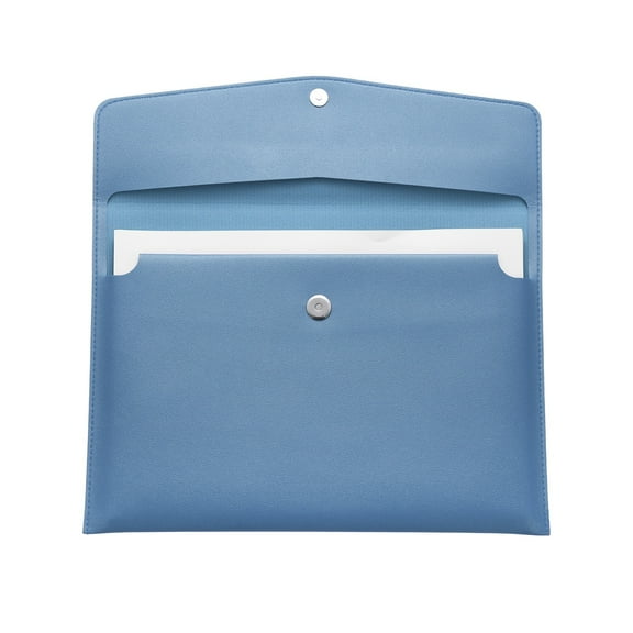 Uxcell PU Soft Leather A4 File Folder, Document Holder Waterproof Envelope Folder Case with Snap Closure Light Blue