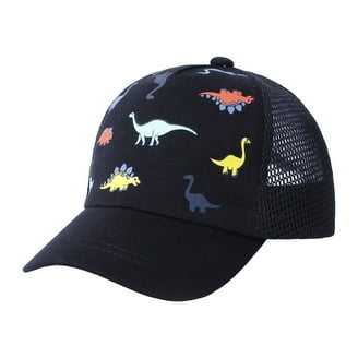 Duoyeree Toddler Baseball Cap - Dinosaur Print & Solid Colors, Adjustable Velcro, Sun Protection For Babies & Kids