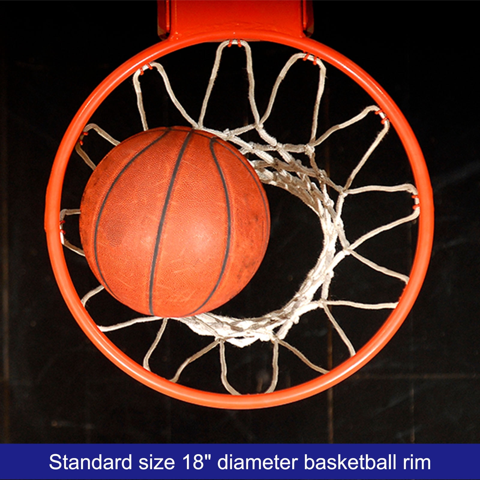 18" Basketball Rim Replacement with Strong Spring for Indoor and Outdoor (Solid Steel)  Orange