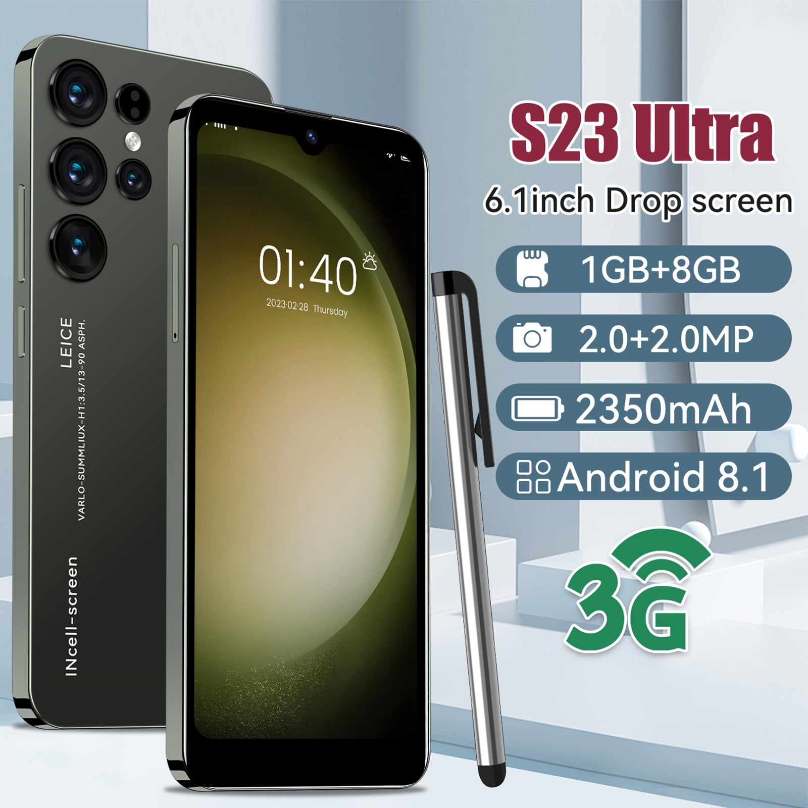VSMOX Nuevos Smartphones S23Ultra 10 Core Android 13, Pantalla HD de 6,1  Pulgadas Móviles Baratos, 5G Dual SIM, 108MP 50MP, Batería de 8000 mAh, OTG  y Face ID,Rose Gold-8GB 256GB : 