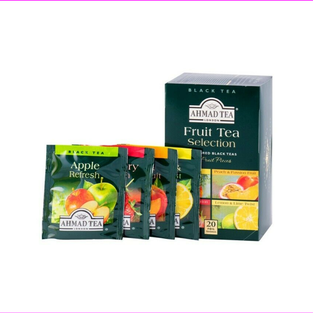 Ahmad Fruit Tea Selections 4 Flavors, 20 ct Tea Bags,