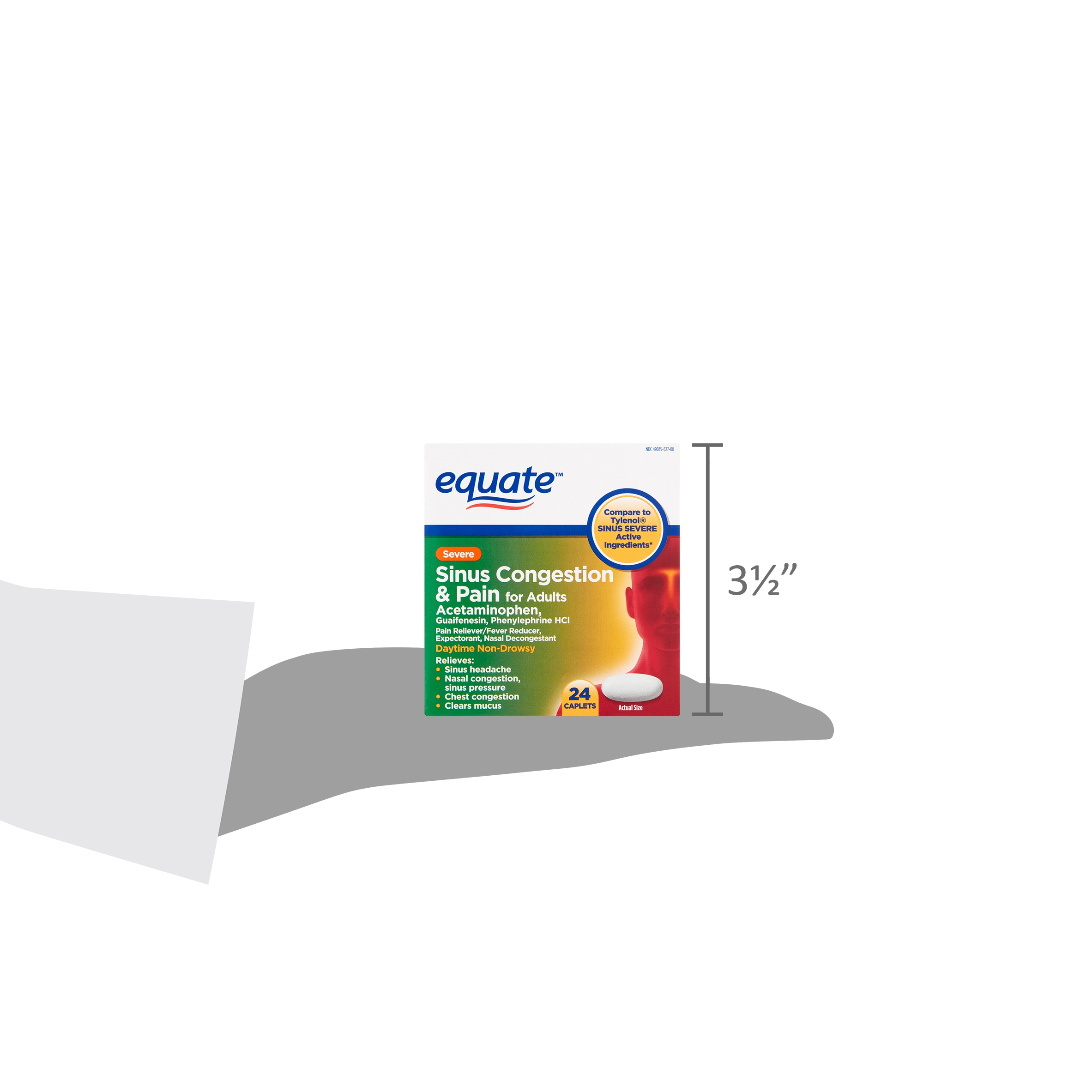 Equate Severe Sinus Congestion Pain Acetaminophen Caplets 325mg 24 Ct Walmart Com Walmart Com