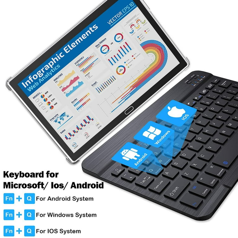Tablette PC 2 en 1 10,1'' - Intel Atom Z3740D - SSD 32 Go - RAM 2 Go -  Windows 8.1 / Android 4.2 + Micro SD 64 Go + Souris Bluetooth + Stylet +  Film