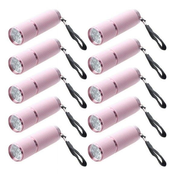 10X Outdoor Mini Pink Rubber Coated 9-LED Flashlight Torch
