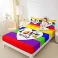 thumbnail image 4 of Manfei Cartoon Love Heart Twin Sheet Sets for Teen, Colorful Rainbow Twin Fitted Sheet, Stripes Geometric Flat Sheet, Microfiber Bedroom Decor, 3 Pieces, 4 of 7