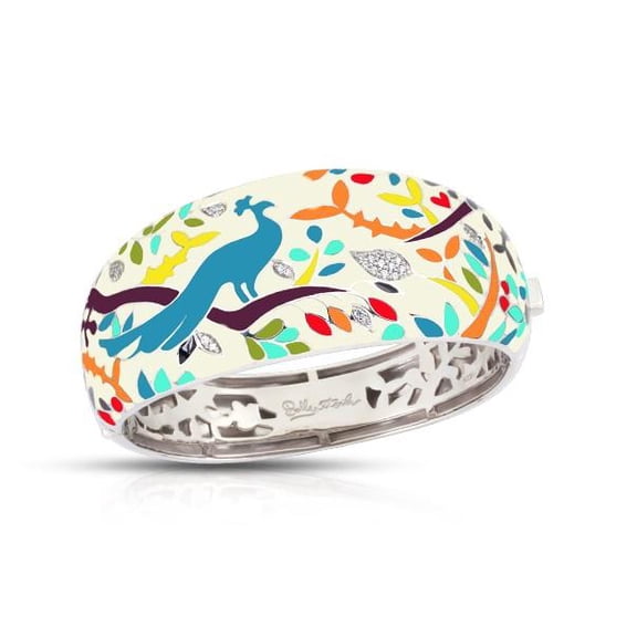 Belle Etoile Round Cubic Zirconia Multi Enamel Peacock Paradise Bangle - 925 SS-Medium size